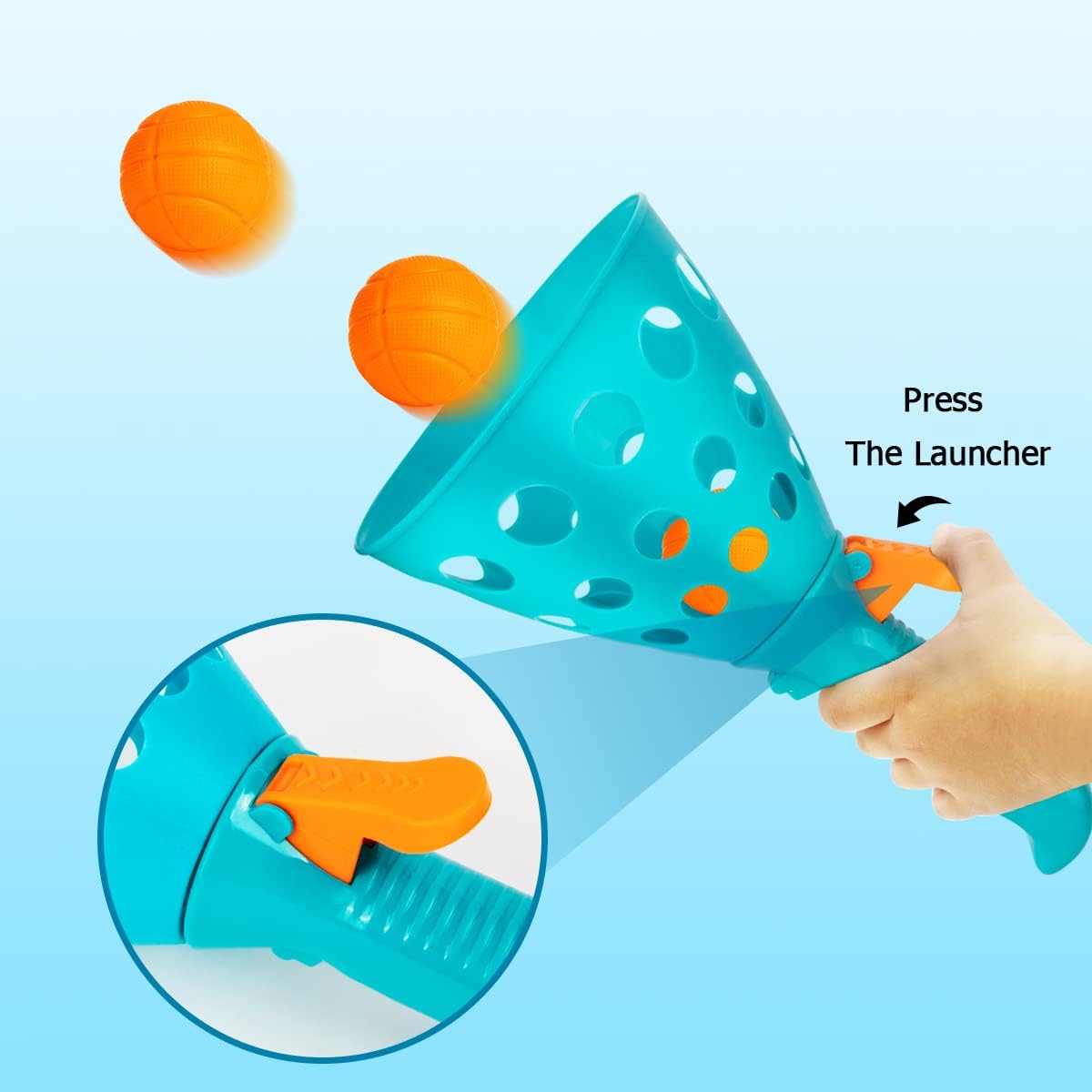 Pop and Catch Ball Game with 24 Balls and 4 Catch Launcher Baskets - Outdoor Indoor Game Activities, Easter Basket Stuffers Gifts Beach Sport Summer Beach Toys