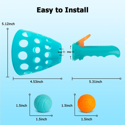 Pop and Catch Ball Game with 24 Balls and 4 Catch Launcher Baskets - Outdoor Indoor Game Activities, Easter Basket Stuffers Gifts Beach Sport Summer Beach Toys