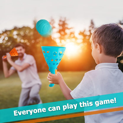 Pop and Catch Ball Game with 24 Balls and 4 Catch Launcher Baskets - Outdoor Indoor Game Activities, Easter Basket Stuffers Gifts Beach Sport Summer Beach Toys