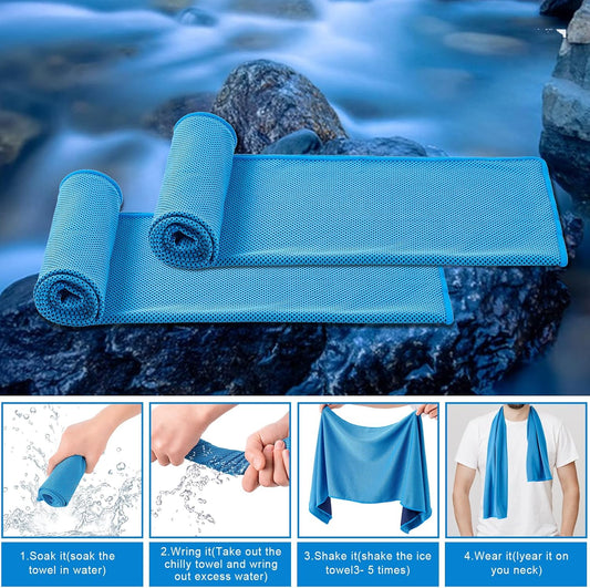 4 Pack Cooling Towel (40"x12"), Soft Breathable Chilly Towel, Ice Towel, Microfiber Towel for Yoga, Sport, Running, Workout,Gym, Camping, Fitness, Workout & More Activities